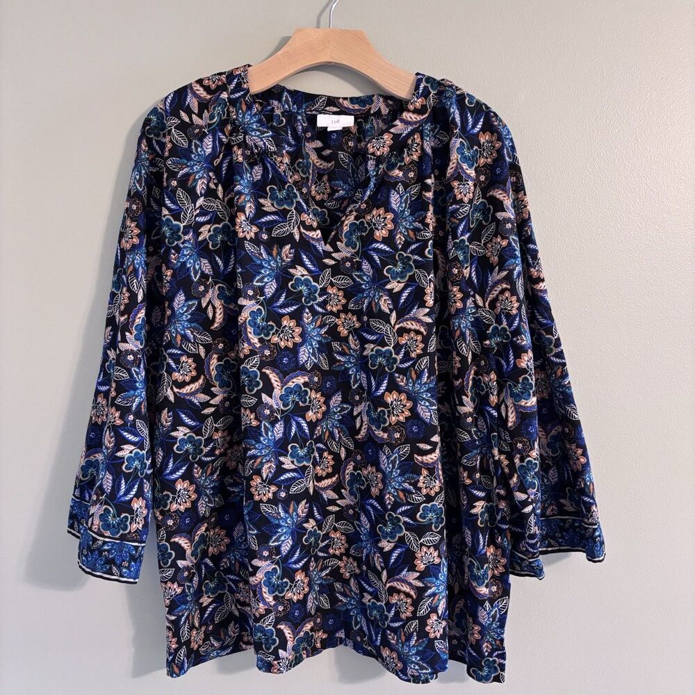 J. Jill 3X Women’s Top Floral A-Line 3/4 Sleeves Boho Classy Feminine Spring $89